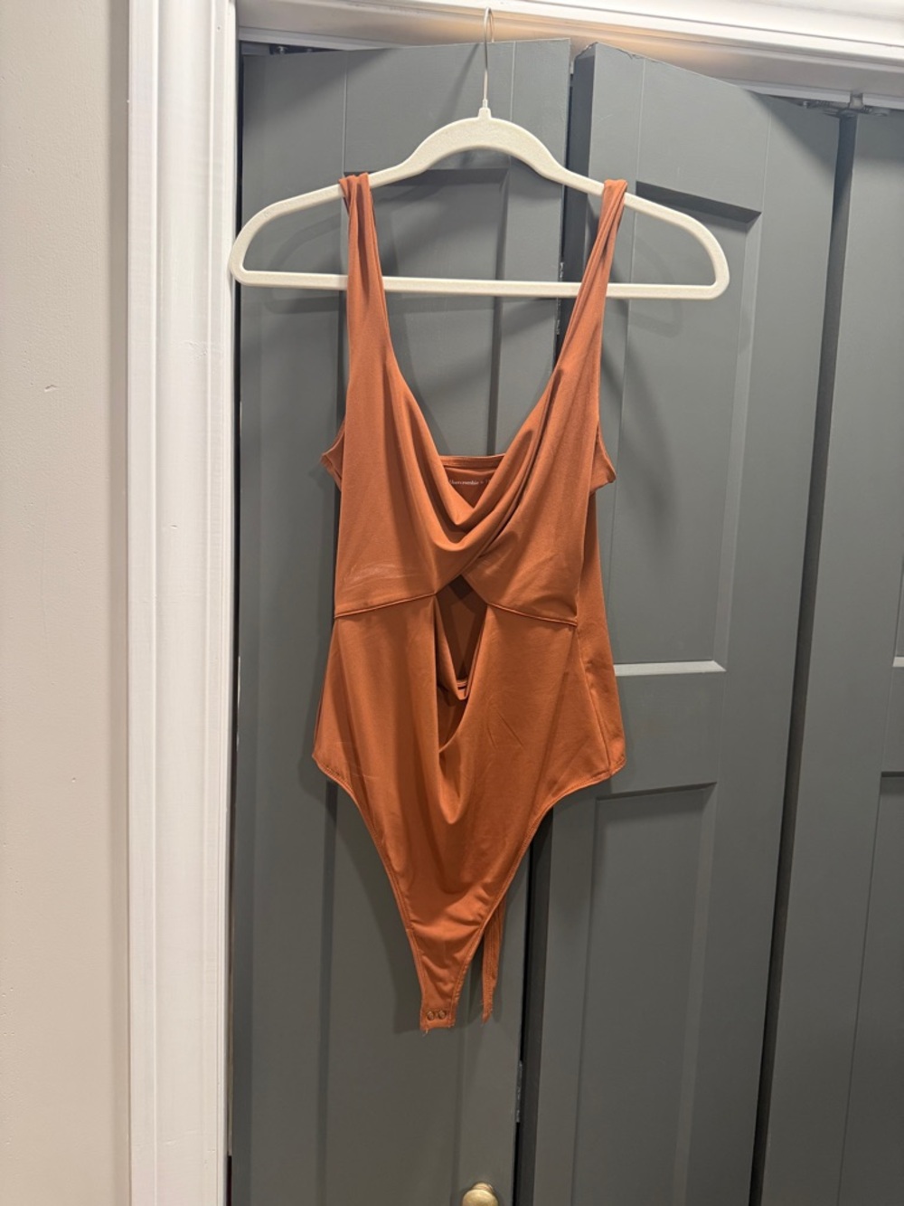 Abercrombie & Fitch Rust Orange Draped Cutout Bodysuit